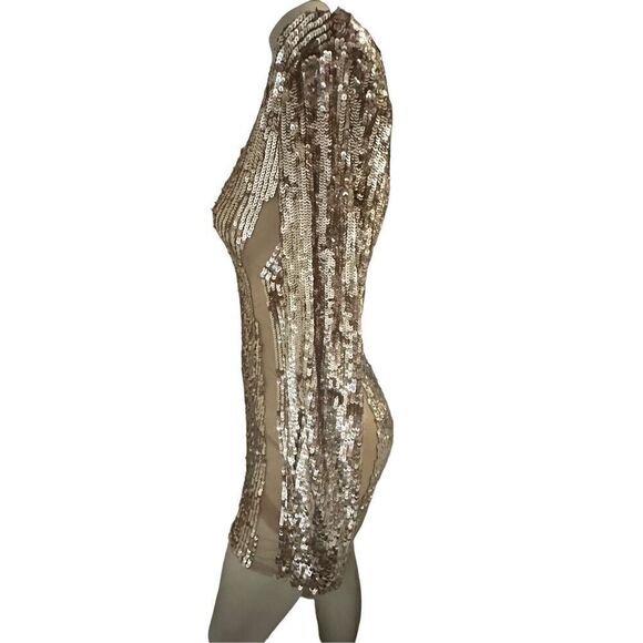 Lovers + Friends Women's Sequin Lux Mini Dress Gold Size Small - Picture 3 of 9